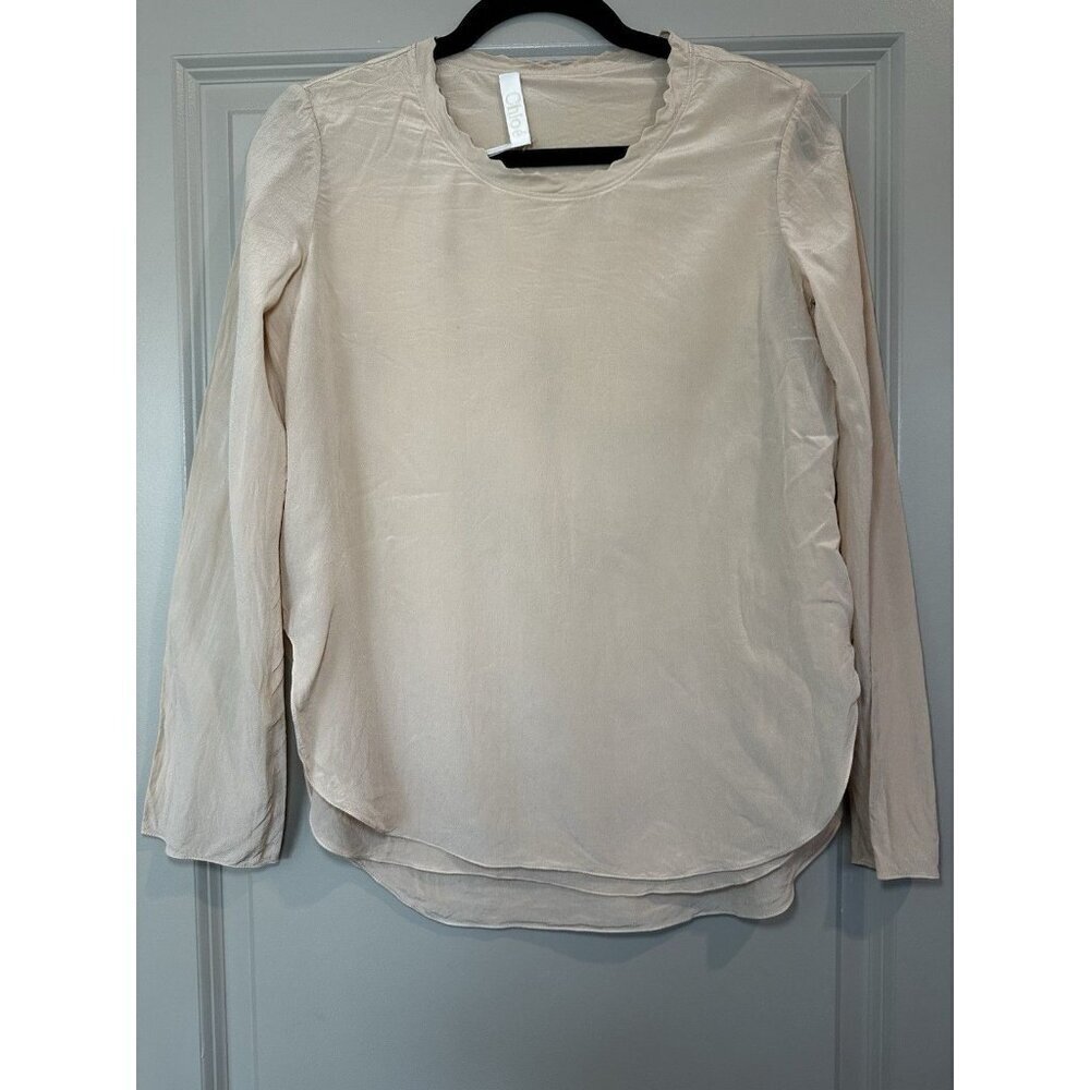Chloe Layered Silk Top Blouse in Pinky Beige Longsleeve Size 36 or US 4